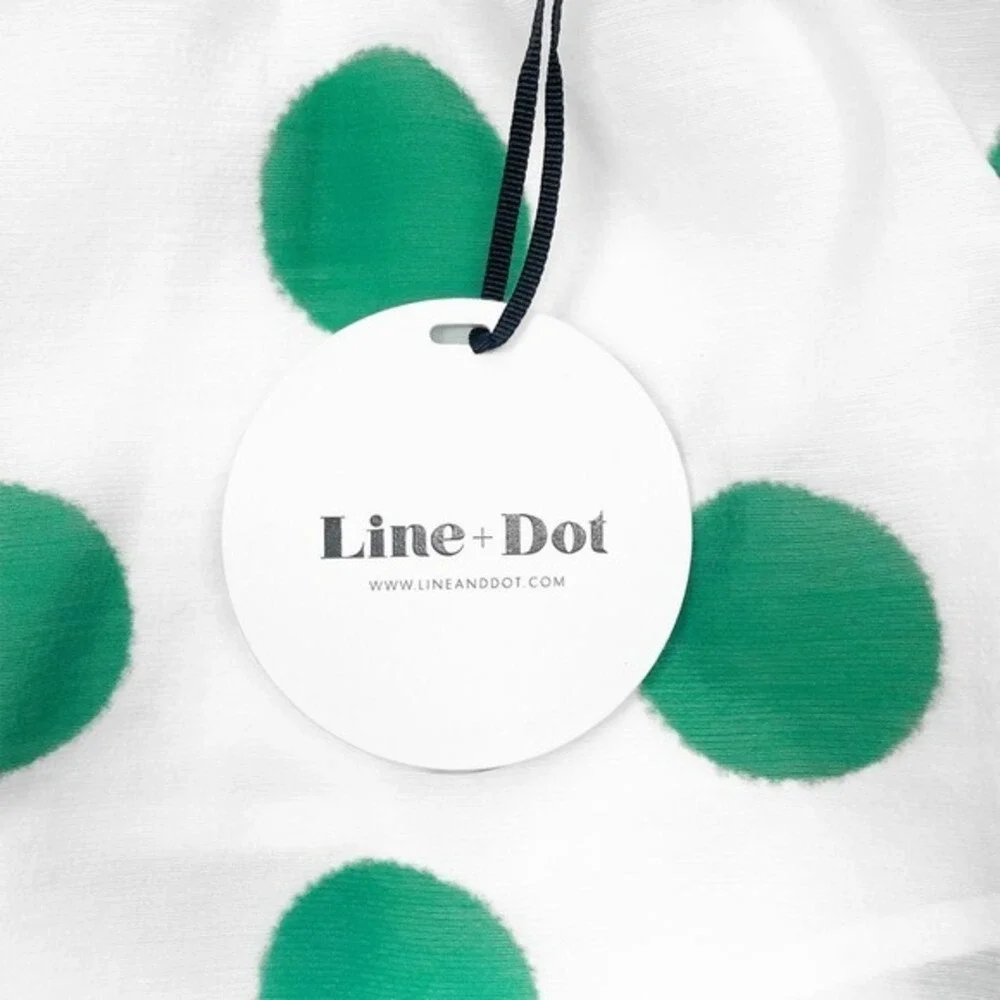 Line & Dot Green Polka‎ Dot Top Size XS White Green Cold Shoulder Flowy Summer